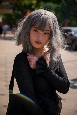 Grey hairstyles French bob with fringe