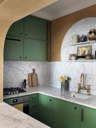 Beata Heuman green and white kitchen