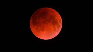 a red moon backdropped by black night