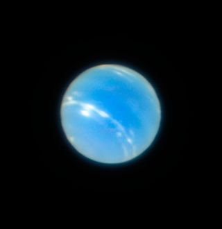 This image of the planet Neptune was obtained during a test of the European Southern Observatory's Very Large Telescope array in northern Chile, in July 2018.