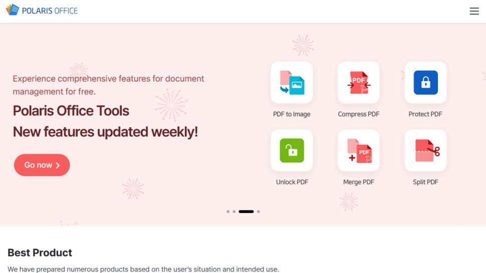Polaris Office website screenshot (August 2025).