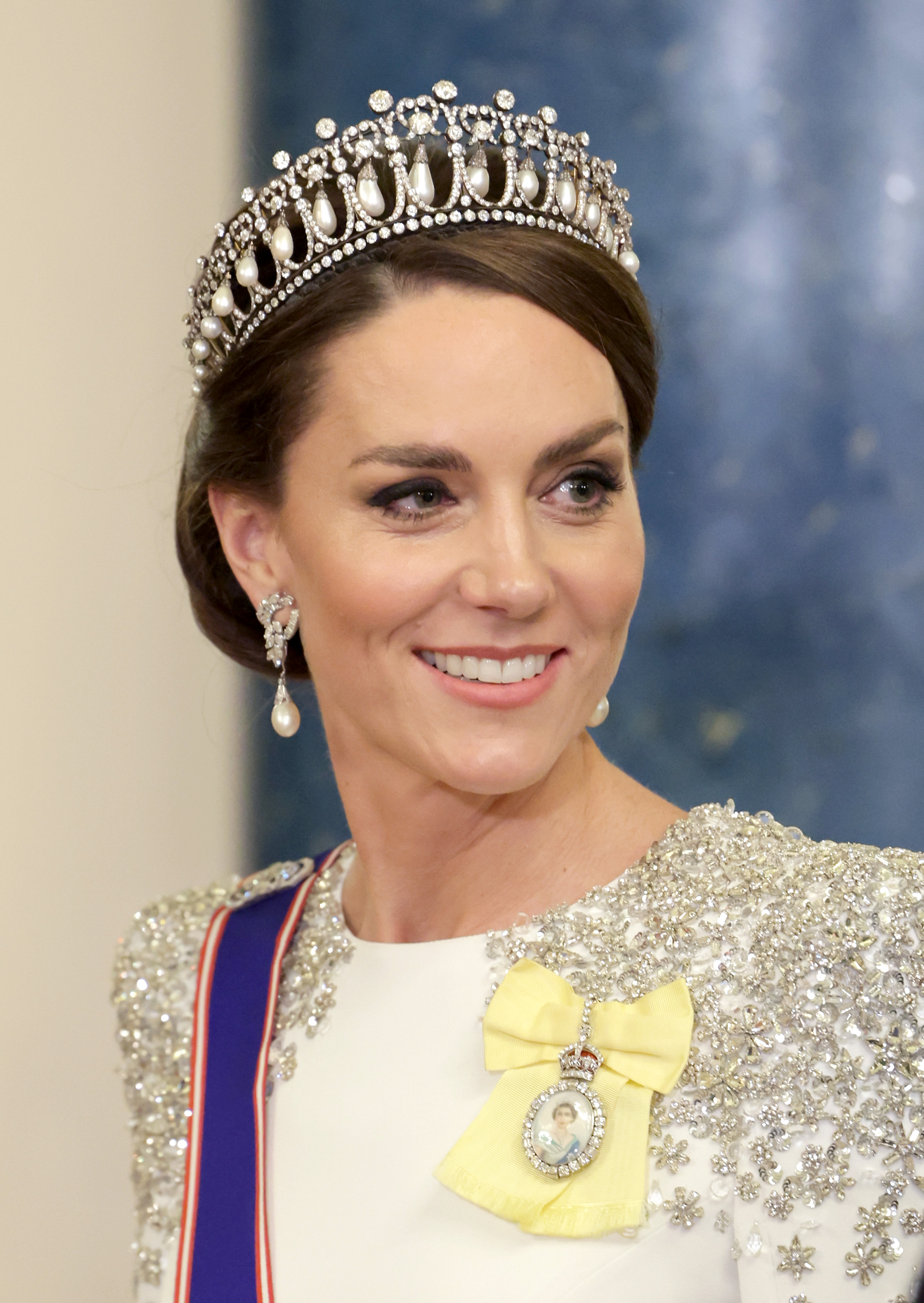 Catherine, Princess of Wales during the State Banquet at Buckingham Palace on November 22, 2022 in London, England.