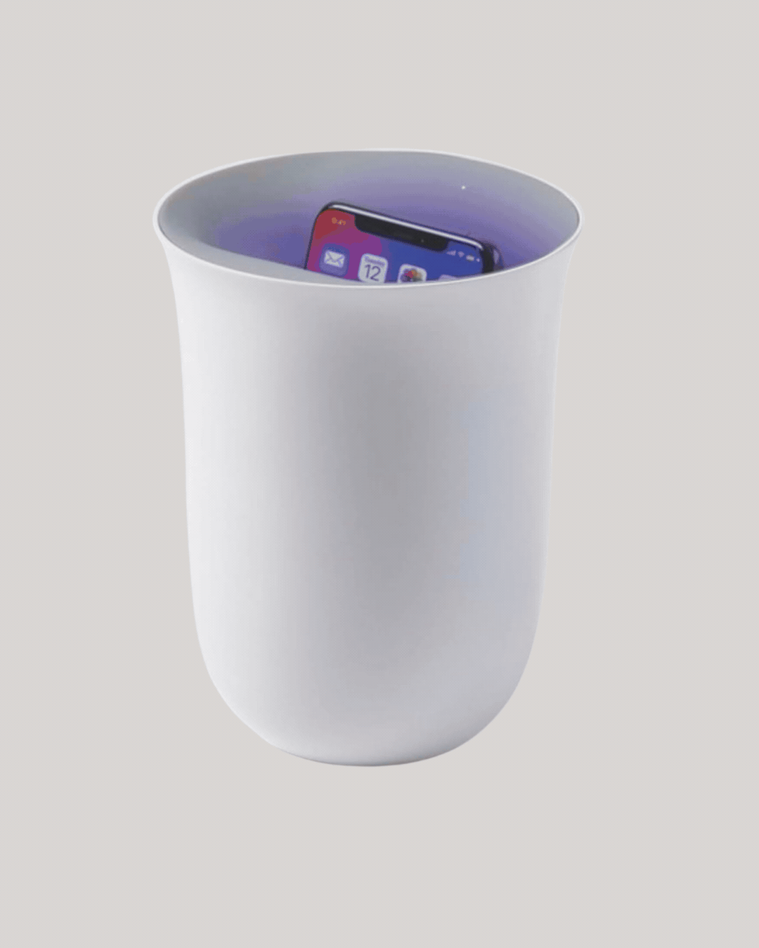 Oblio Wireless Charging Station + Uv Sanitiser in White.