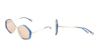 2 images of blue tinted sunglasses