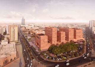 Exterior render visualisation of Africa Institute by David Adjaye