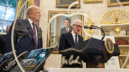 President Donald Trump and Apple CEO Tim Cook at White House