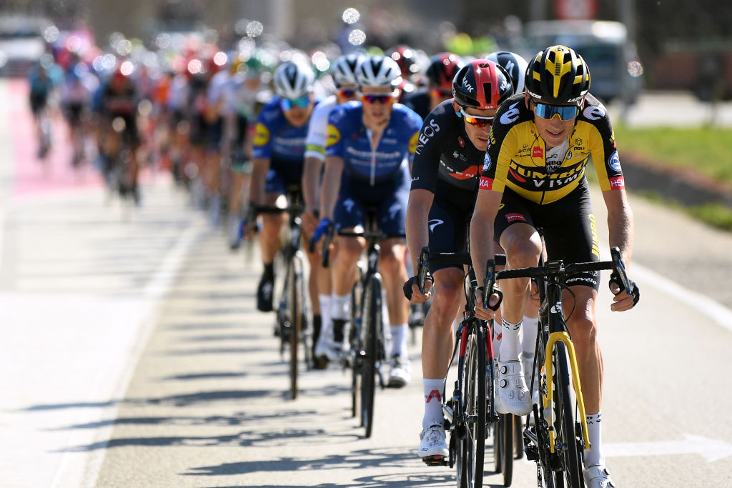 VALLTER 2000 SETCASES VALL CAMPRODON SPAIN MARCH 24 Robert Gesink of Netherlands and Team Jumbo Visma during the 100th Volta Ciclista a Catalunya 2021 Stage 3 a 2031km stage from Canal Olmpic de Catalunya to Vallter 2000 Setcases Vall Camprodon 2125m Peloton VoltaCatalunya100 on March 24 2021 in Vallter 2000 Setcases Vall Camprodon Spain Photo by David RamosGetty Images