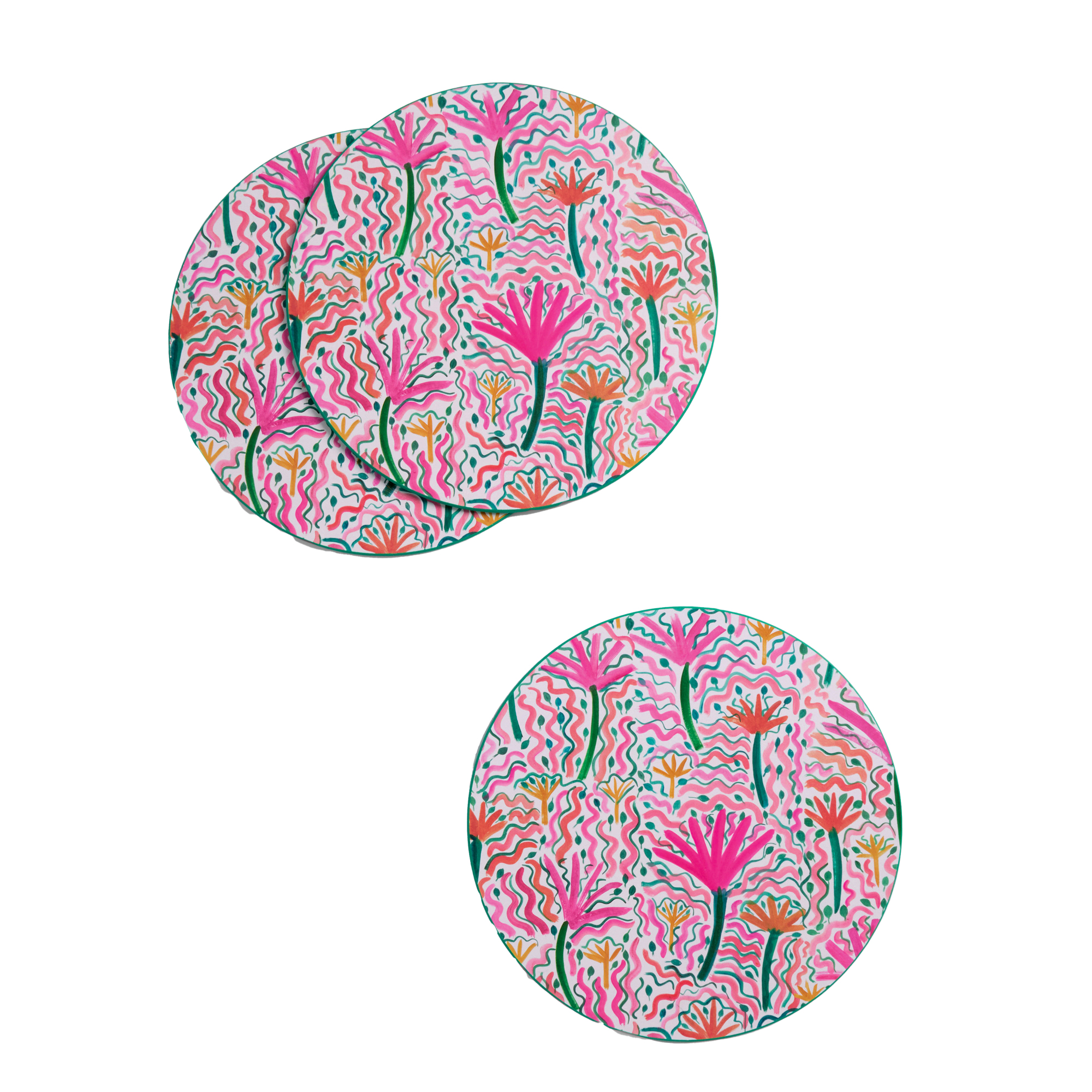 Next x Lucy Tiffney Pink/Green Matte Finish Cork Placemats