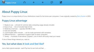 Puppy Linux website screenshot