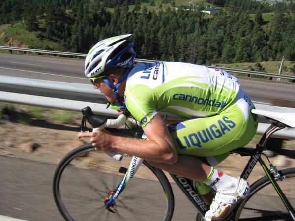 Liquigas-Cannondale rider Timmy Duggan descends the backside of Stage 6's Lookout Mountain