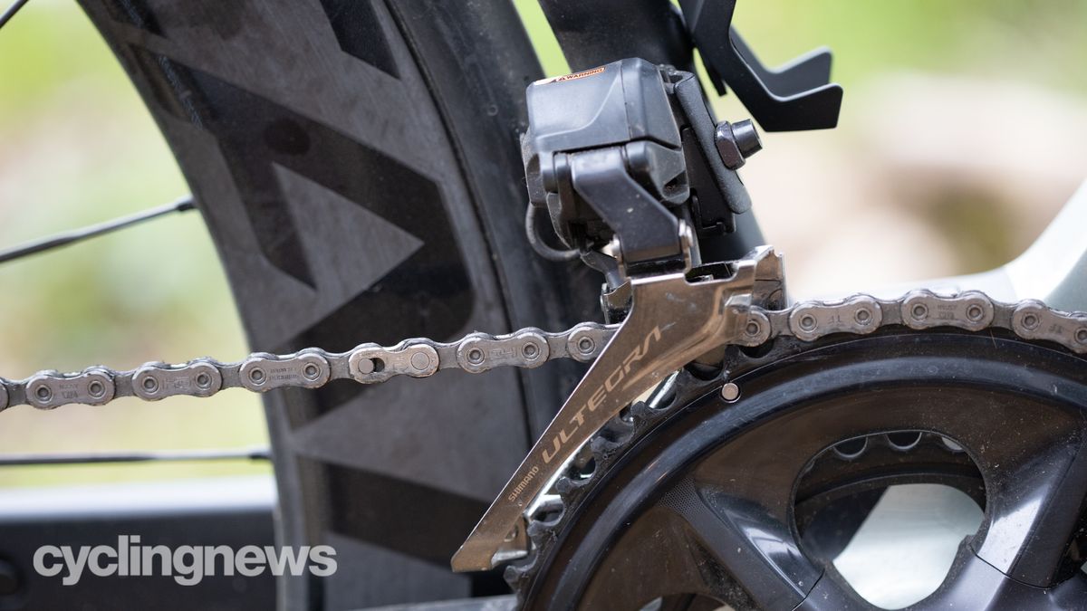 Shimano Ultegra R8100 groupset detail of front derailleur
