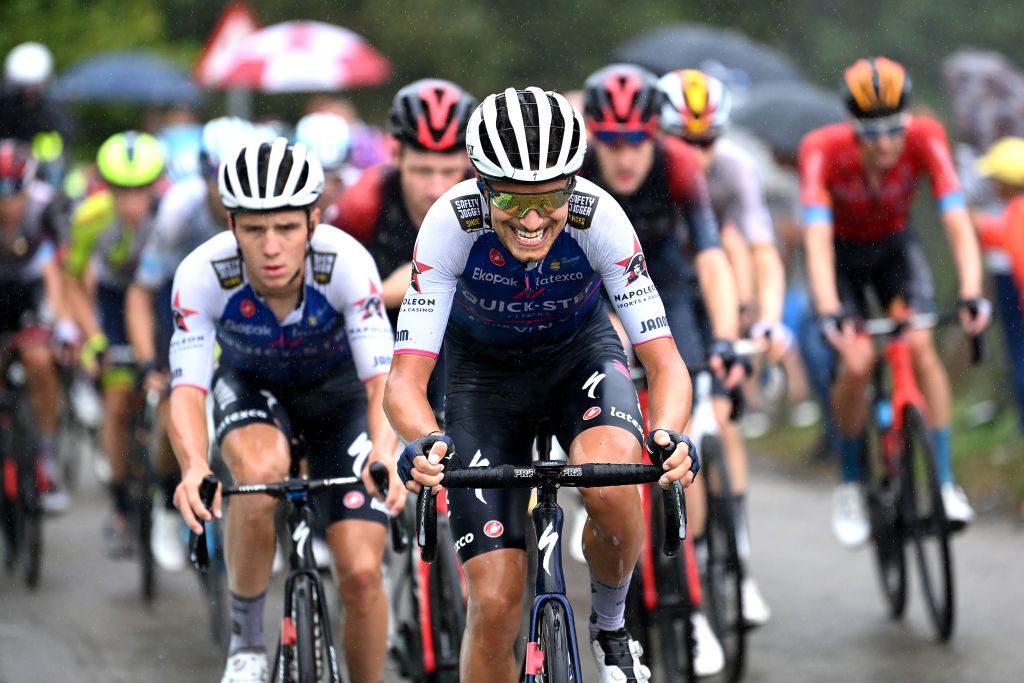 SAN MIGUEL DE AGUAYO SPAIN AUGUST 25 Fausto Masnada of Italy and Team QuickStep Alpha Vinyl competes during the 77th Tour of Spain 2022 Stage 6 a 1812km stage from Bilbao to Ascensin al Pico Jano San Miguel de Aguayo 1131m LaVuelta22 WorldTour on August 25 2022 in Pico Jano San Miguel de Aguayo Spain Photo by Justin SetterfieldGetty Images