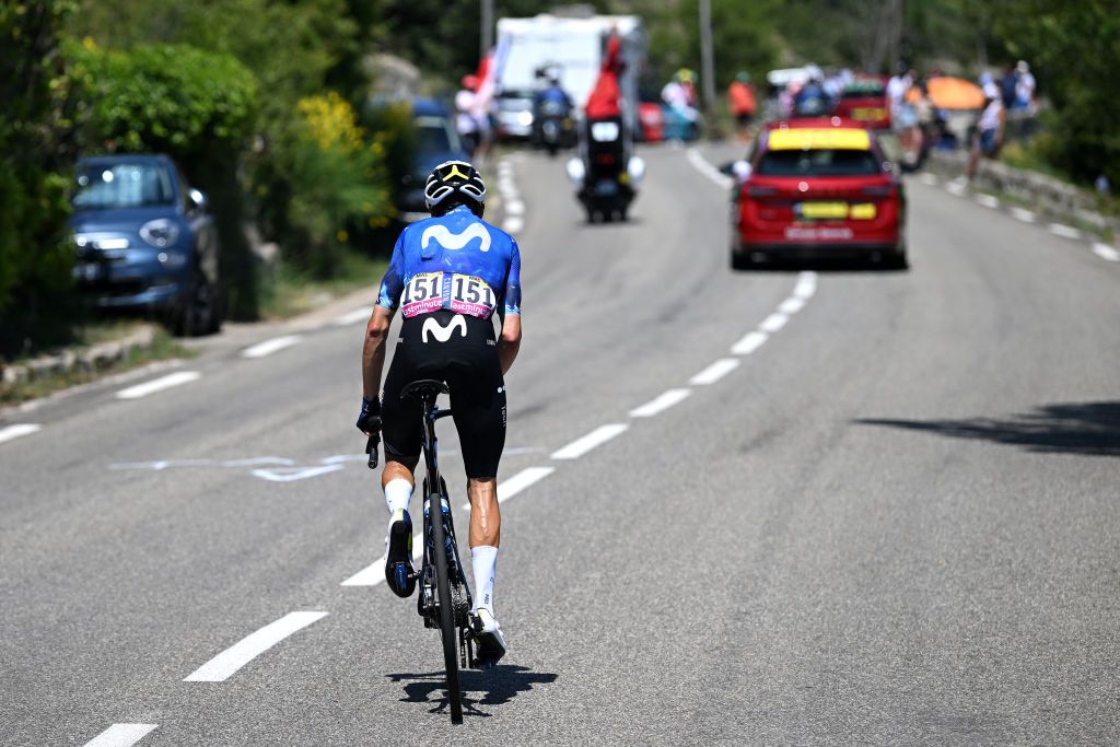 NICE FRANCE JULY 20 Enric Mas of Spain and Movistar Team competes during the 111th Tour de France 2024 Stage 20 a 1328km stage from Nice to Col de la Couillole 1676m UCIWT on July 20 2024 in Nice France Photo by Dario BelingheriGetty Images