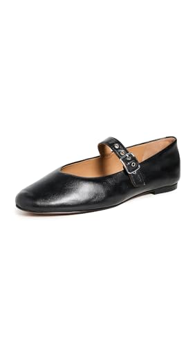 Madewell Women's Hera Grommet Mary Jane Flats, True Black, 8.5 Medium Us