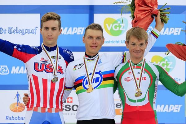 Taylor Phinney (United States), Tony Martin (Germany) and Vasil Kiryienka (Belarus)