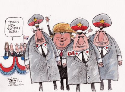 Political Cartoon U.S. Trumps KGB Russian security