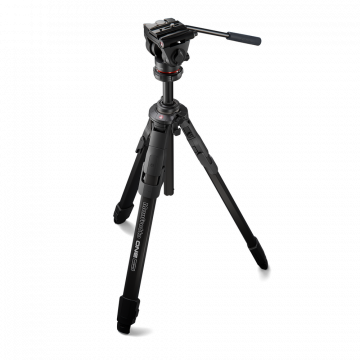 Manfrotto One hybrid tripod with 500X fluid head in a whiteish square