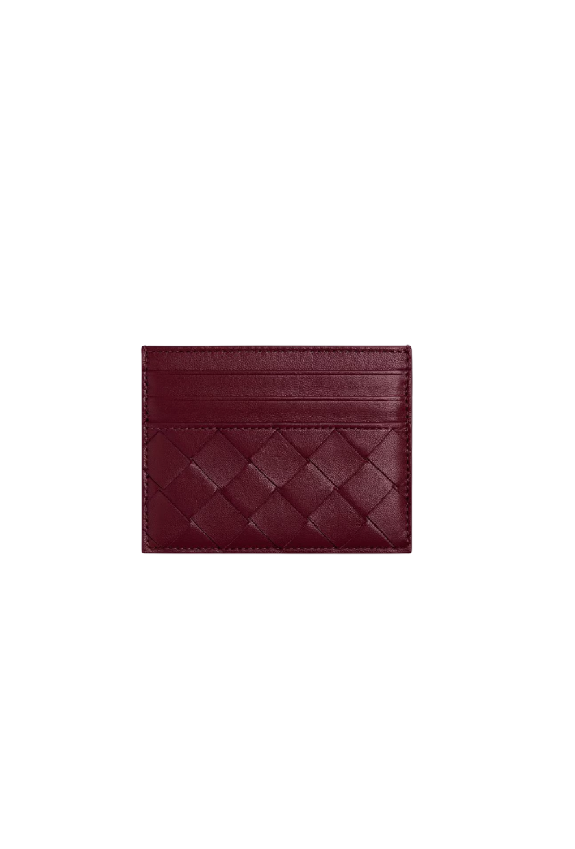Bottega Veneta, Bottega Veneta Intrecciato Credit Card Case in Barolo Red