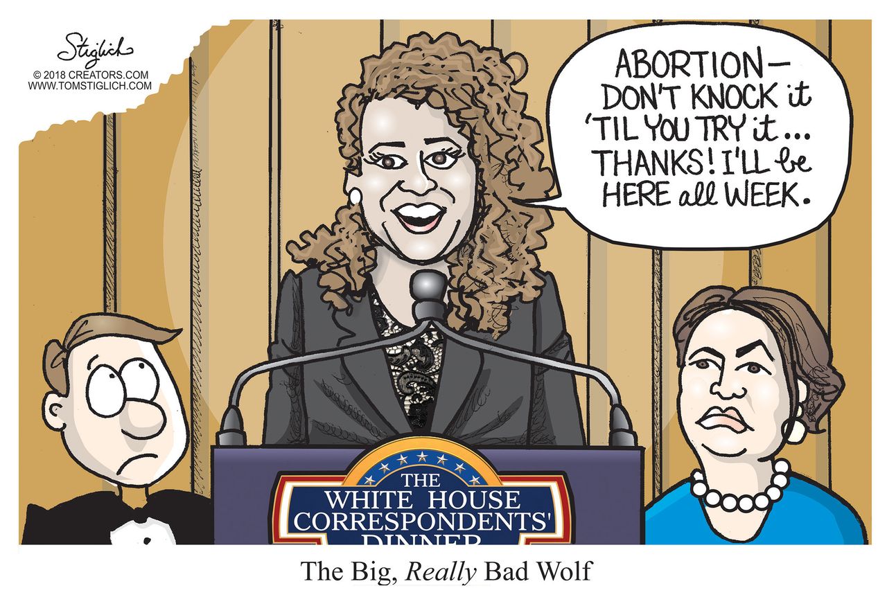 Political cartoon U.S. Michelle Wolf comedian White House Correspondents&amp;#039; dinner outrage