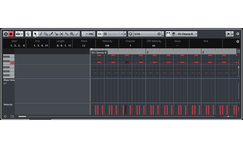 The MIDI editor in Cubase allows you to customize a drum loop.
