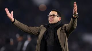 Liam Rosenior, Manager of Strasbourg, applauds the fans after the UEFA Conference League 2025/26 League Phase MD4 match between Racing Club de Strasbourg Alsace and Crystal Palace FC at Stade de la Meinau on November 27, 2025 in Strasbourg, France. 