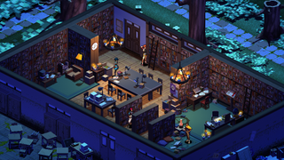 Students read books in a library under candlelight 