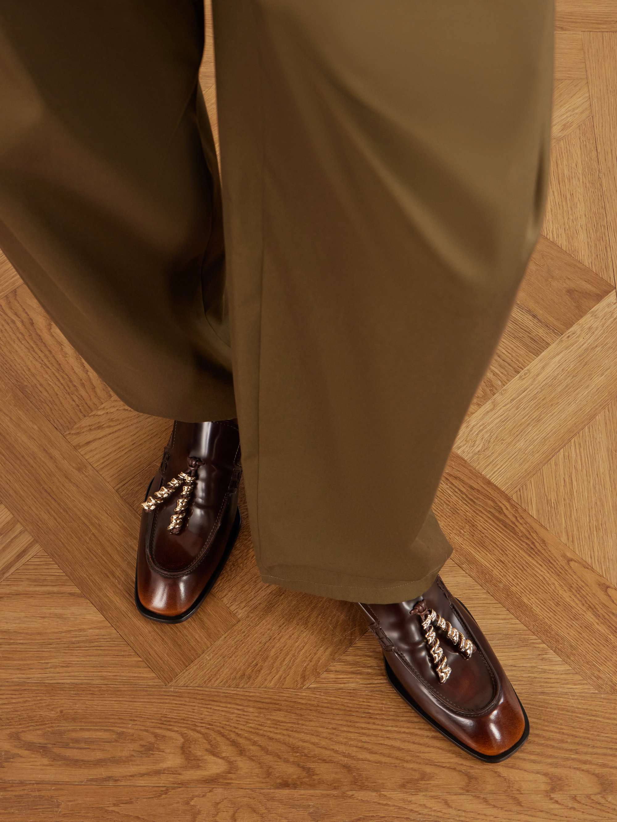 Embellished Leather Loafers