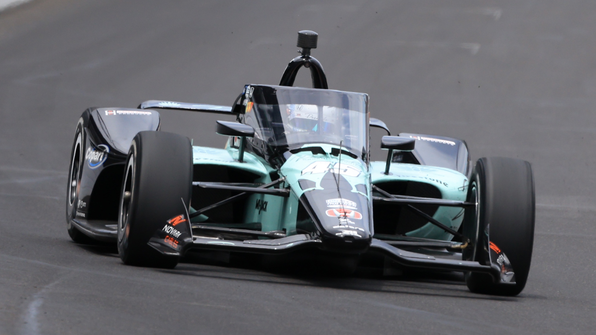 Louis Foster, driver of the #45 Rahal Letterman Lanigan Racing Honda, drives during practice prior to the 109th running of the Indianapolis 500 