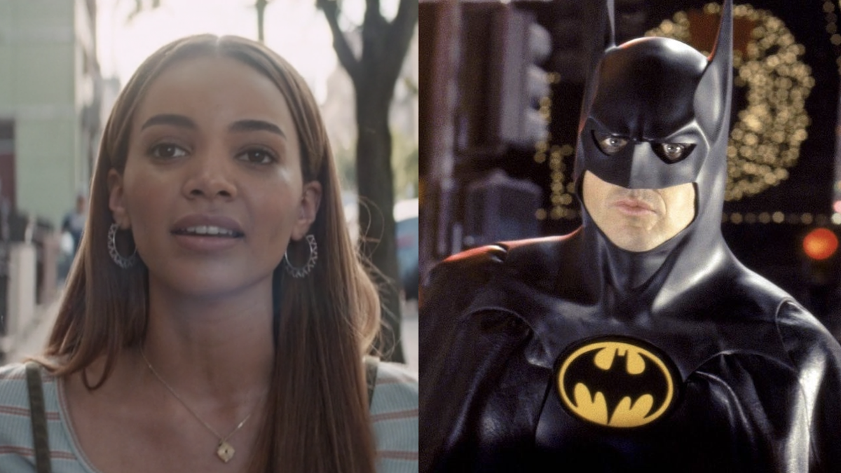 Leslie Grace and Michael Keaton side by side