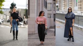 A composite of street style influencers showing the best tops to wear in paris