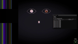 ominous eyes in a retro pc setting 