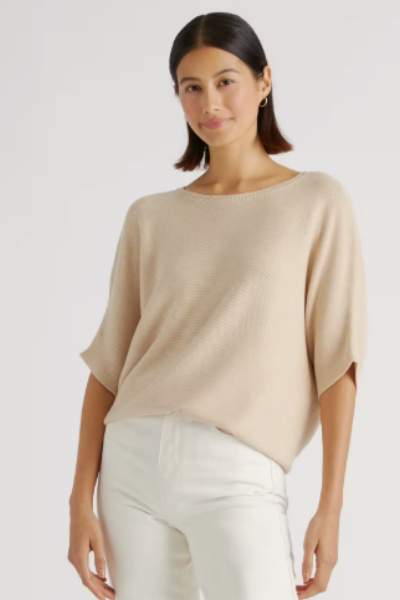 Quince, Lightweight Cotton Cashmere Link-Stitch Dolman Sweater