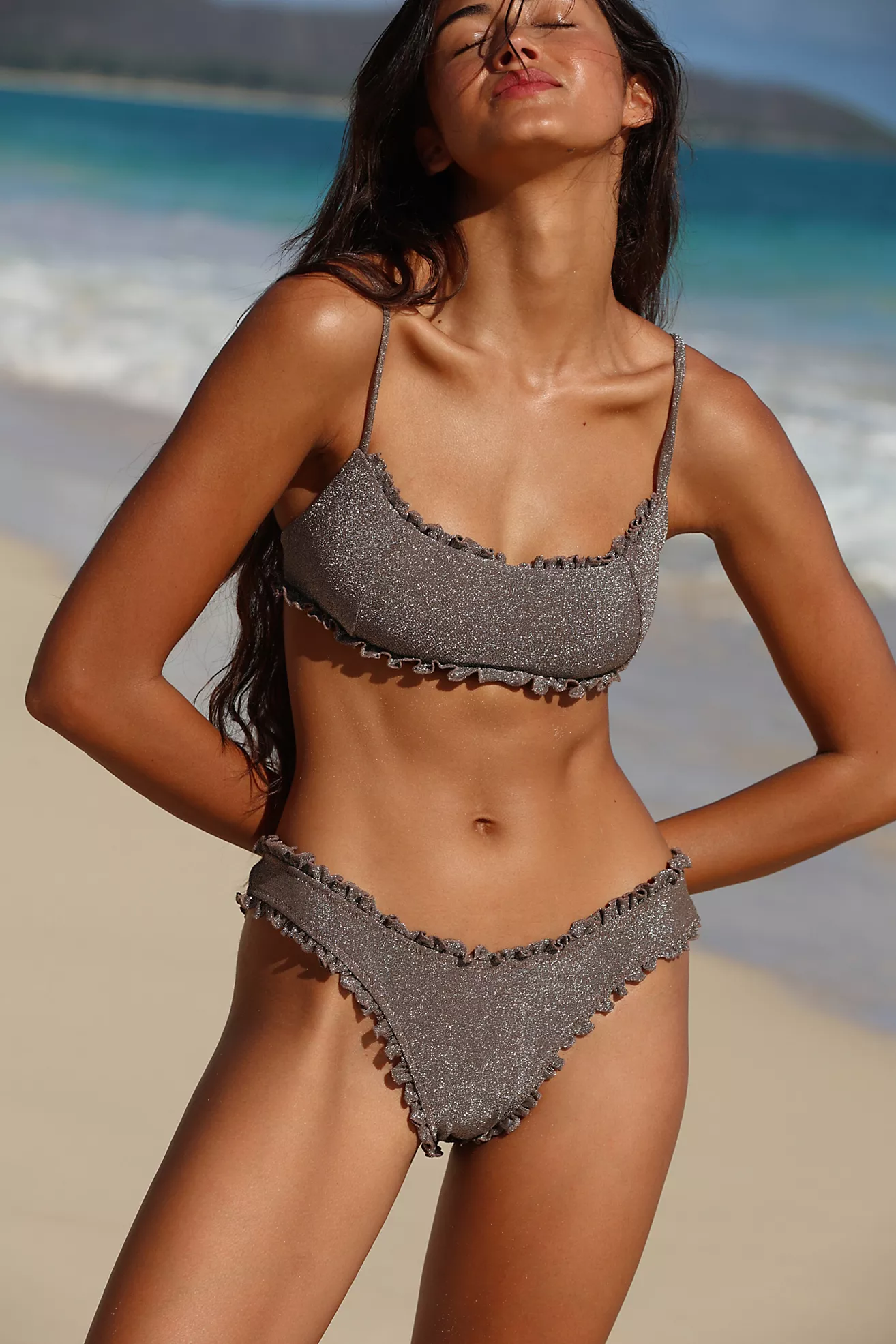 Fp X Toast Signature Frill Shine Bikini Top