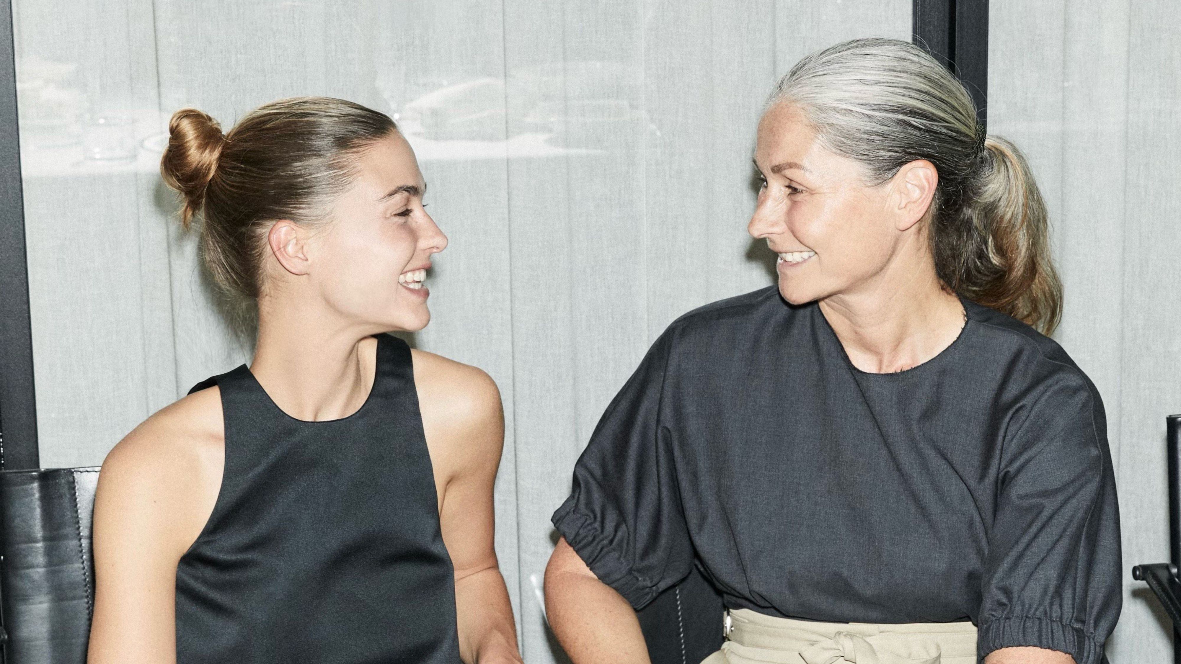 Mother-daughter design duo Louise Roe and Sophia Roe laughing and smiling