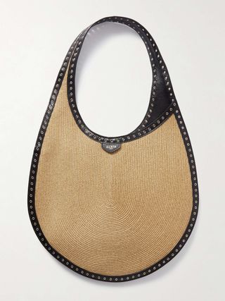 Alaïa, One Piece Medium Embellished Leather-Trimmed Raffia Shoulder Bag