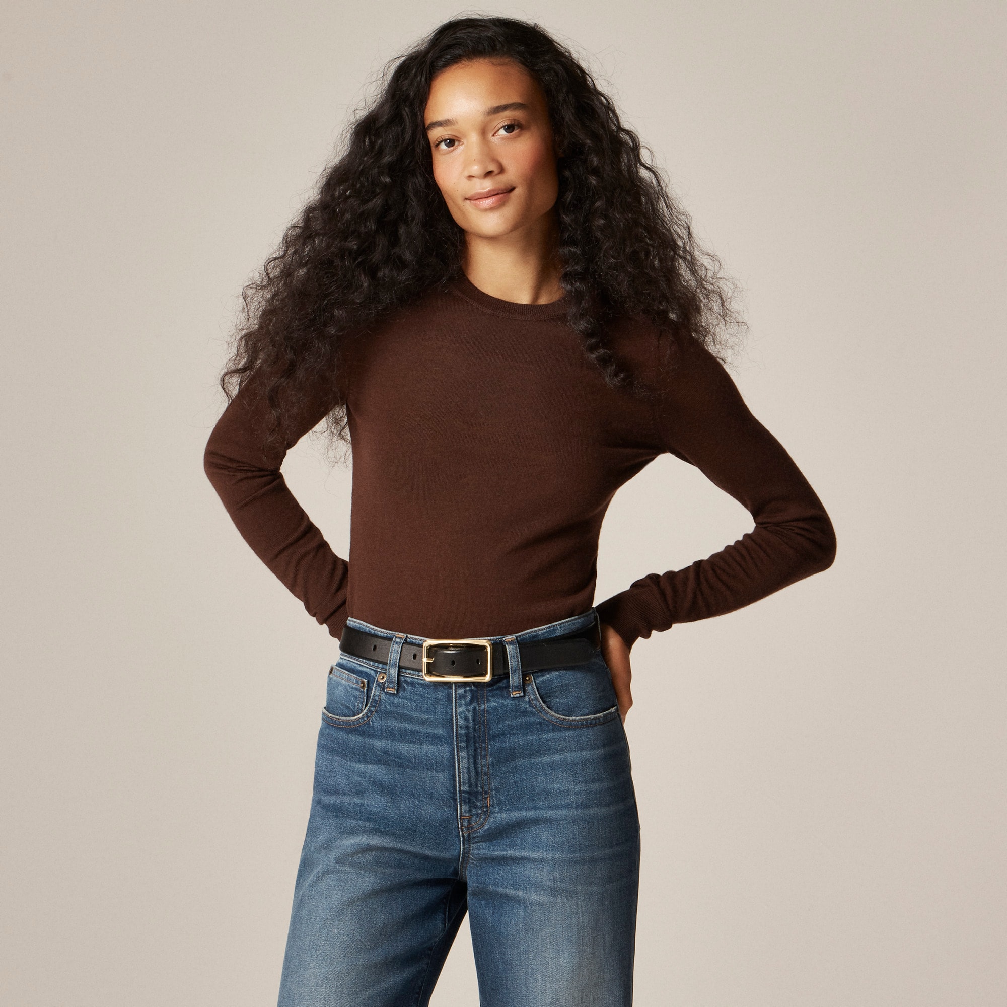 Carolyn Fitted Crewneck Sweater in Merino Wool