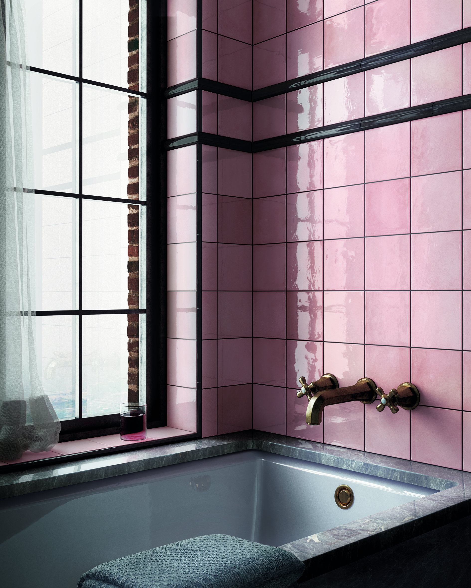 Pink bathroom tile ideas