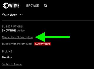 An arrow points to Cancel Your Subscription