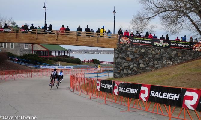 Riders head towards the beach with one lap to go