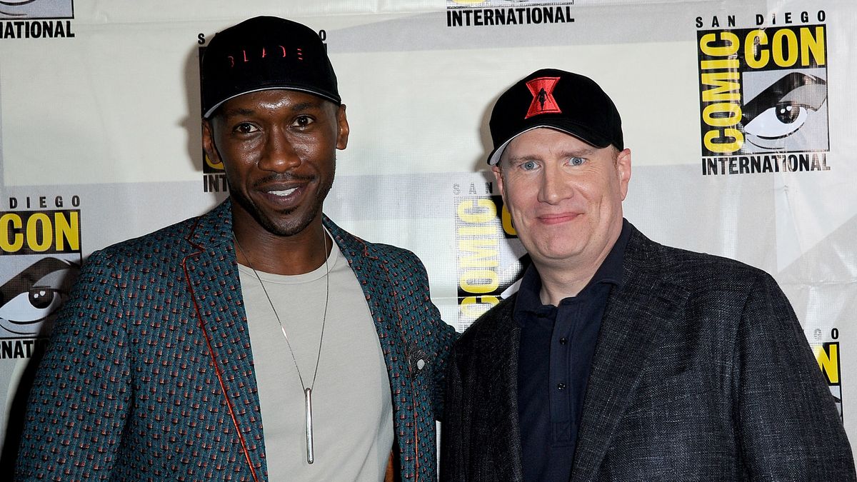 Mahershala Ali and Kevin Feige at Marvel&#039;s 2019 Comic Con panel