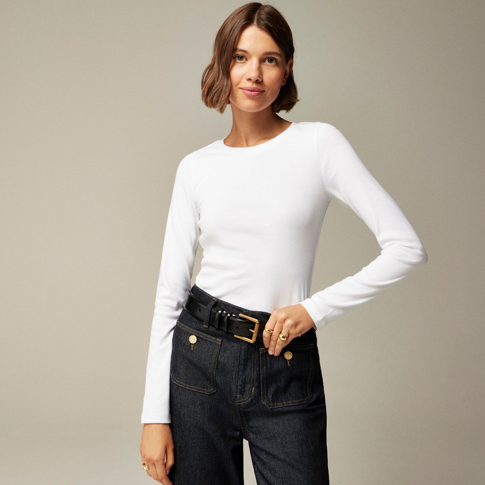 Perfect-Fit Long-Sleeve Crewneck T-Shirt