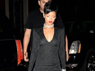 Rihanna flaunts her figure in a Balmain LBD
