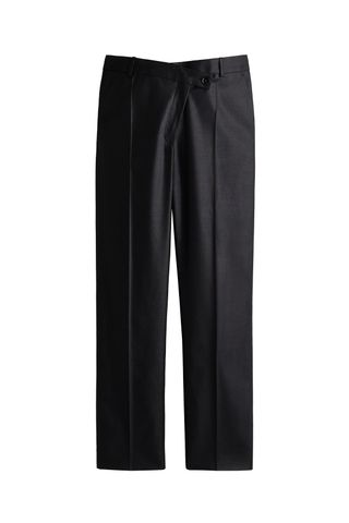 Wool-Blend Wrapover-Waist Pants