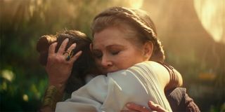 Leia hugging Rey