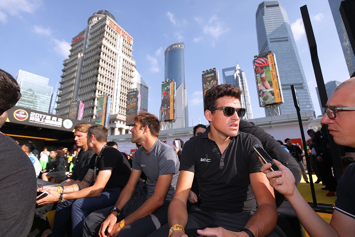 Greg Van Avermaet talks to the Belgian press