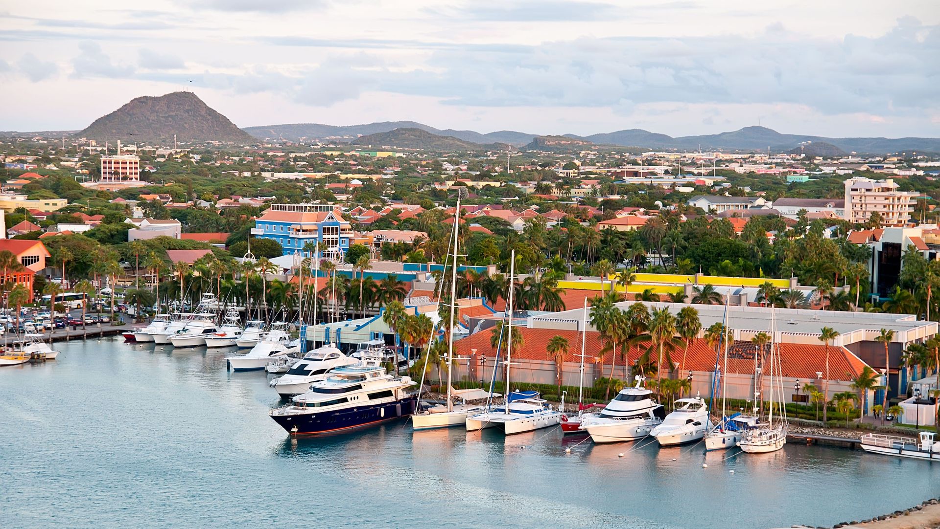 cphfkt a view of the main harbor on aruba looking inland dutch province named oranjestad, aruba beautiful carribean island