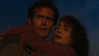 Bruce Campbell and Embeth Davidtz in Army Of Darkness