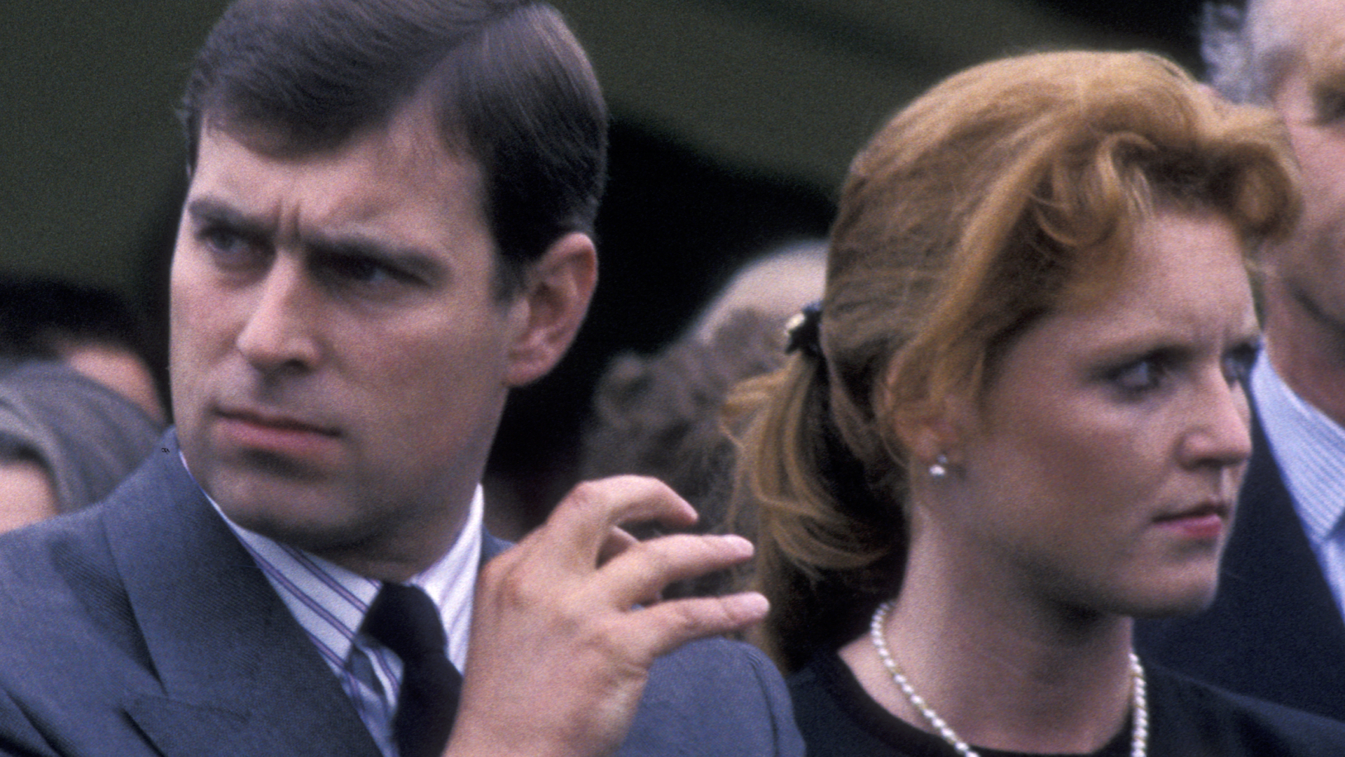 Former Prince Andrew and Sarah Ferguson at the World Wildlife Fund Benefit on September 19, 1987 at the Greenwich Polo Club in Connecticut