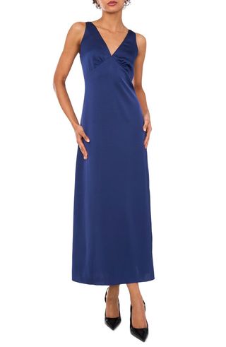 V-Neck Satin Midi Dress