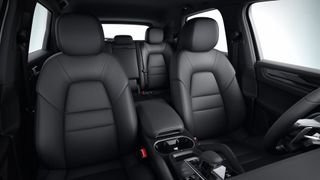 Porsche Cayenne e-hybrid interior, looking at black seats